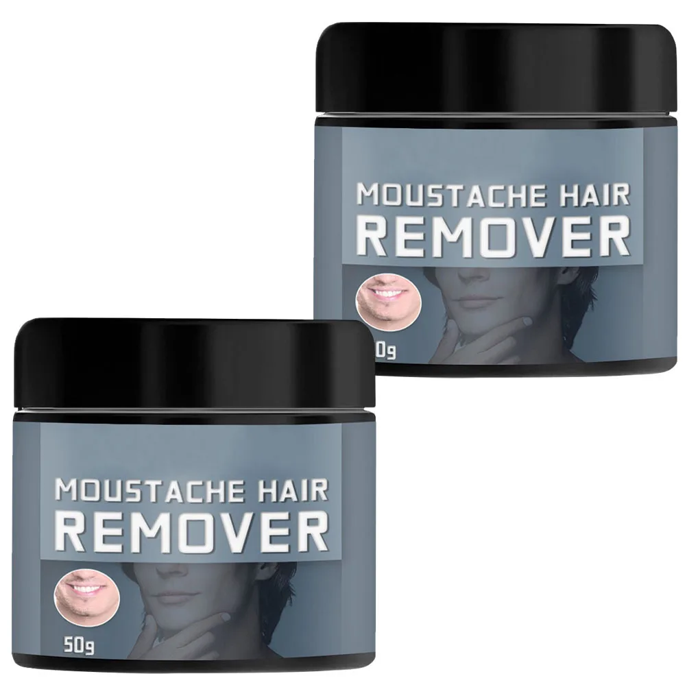2 Bottles Beard Depilatory Cream Men Face Hair Remover Painless Soft Skin Portable Easy Use Beard Hair Removal Cream