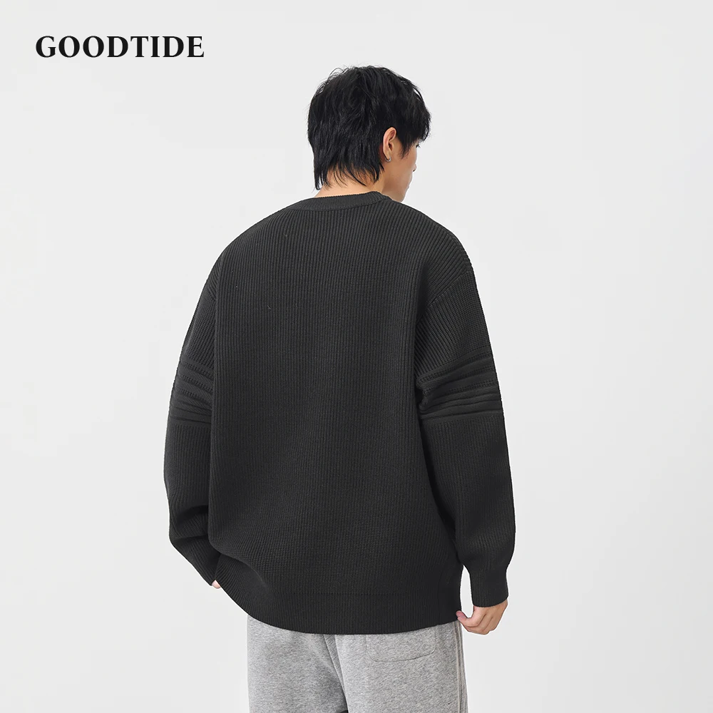 Fashion Men's Casual Crew Neck Sweater 2025 Winter New Textured Stripe Knitted Pullover Comfortable Soft Long Sleeve Jumper Top