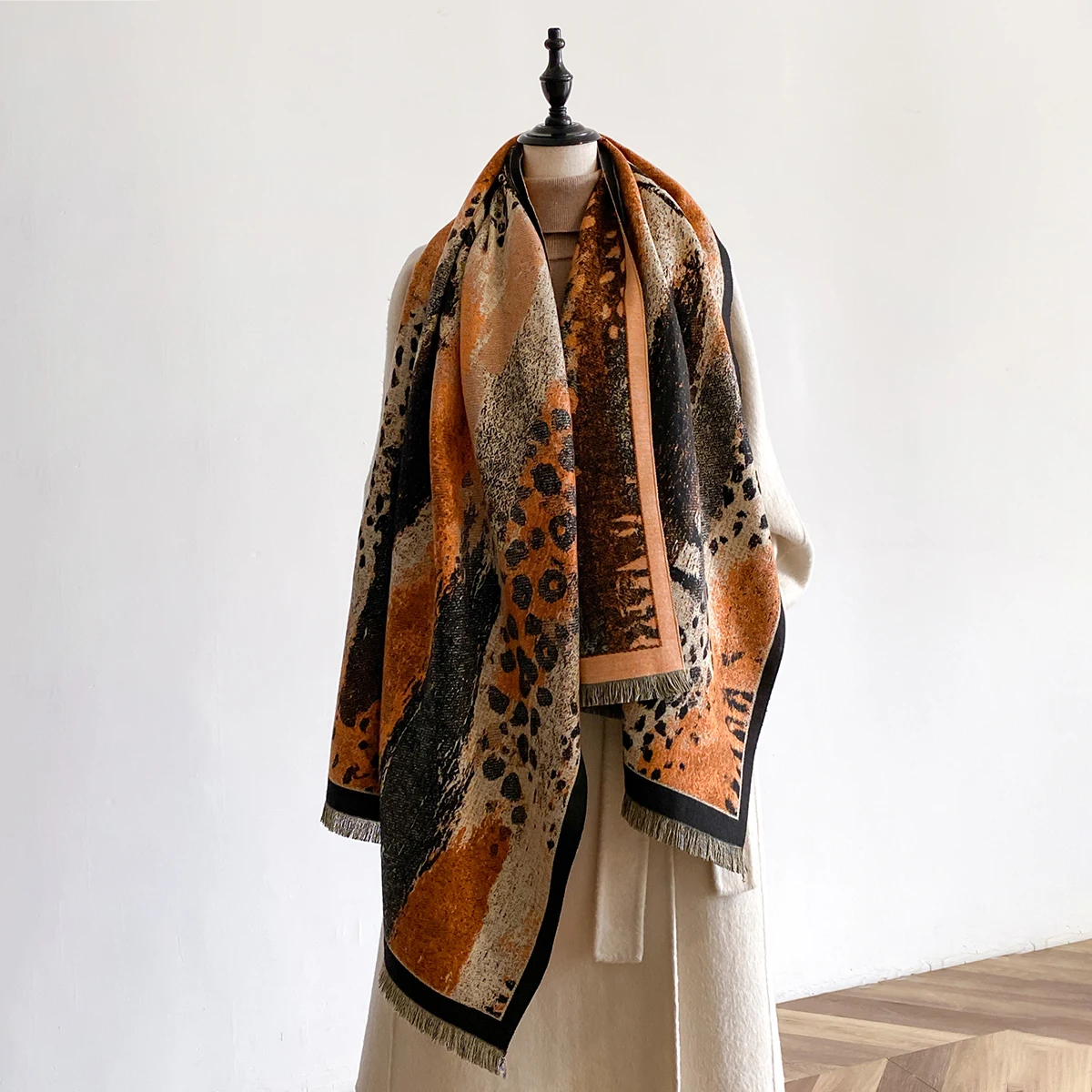 Frauen Imitation Kaschmir Schals Design Dicke Decke Pashmina Warme Schal Wrap Halstuch Weibliche Plaid Bufanda Winter Bandana – Detail 11