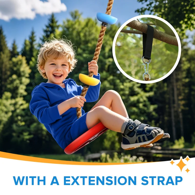  مجموعة أرجوحة شجرة للأطفال مع منصات ومقعد قرصي - أرجوحة حبل التسلق في الهواء الطلق مع أشرطة أمان وحلق تسلق للفناء الخلفي #6