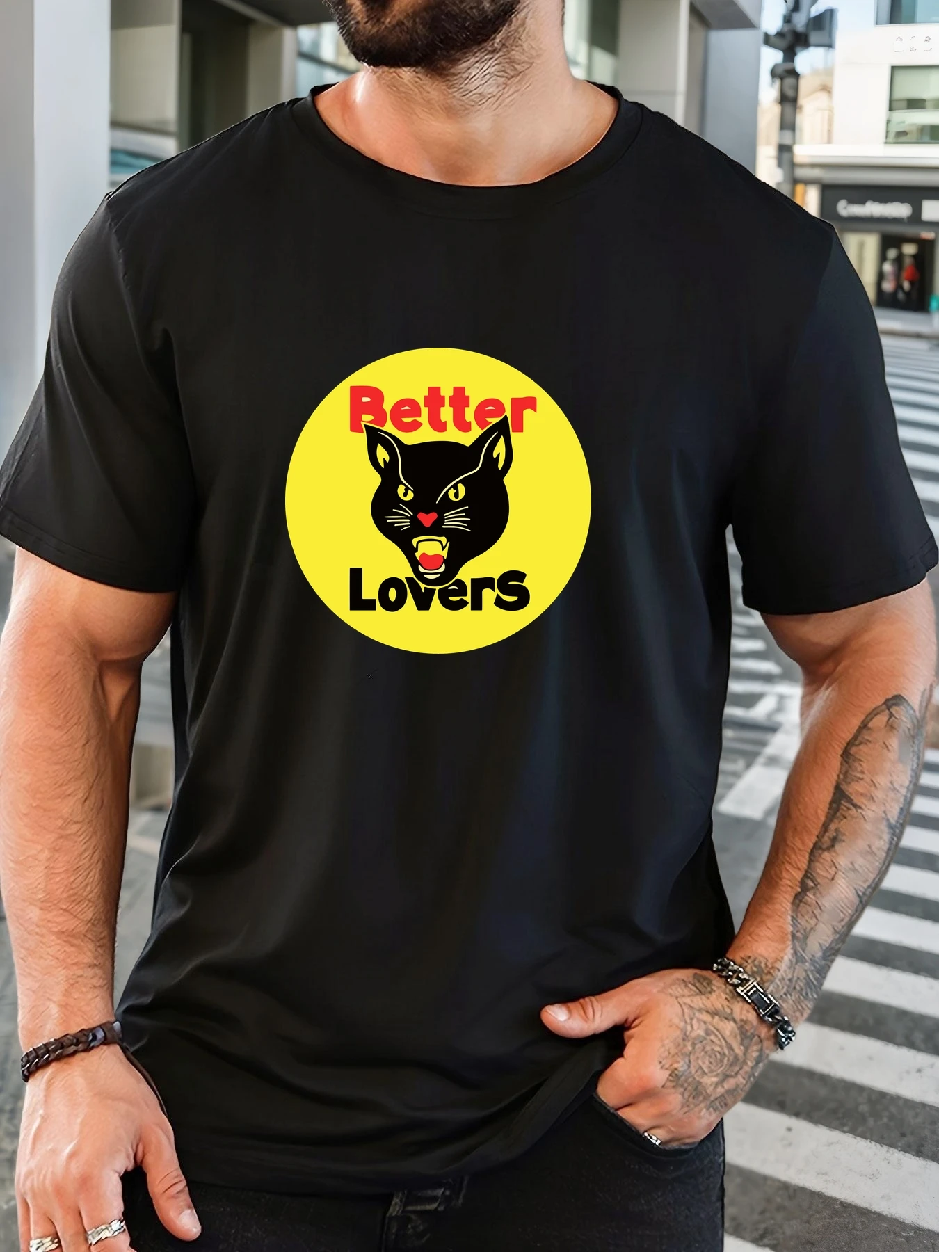 

Men's 100% Cotton Printed T-Shirt Better Lovers Pattern Summer Casual Oversized Round Neck Short Sleeve Comfortable Daily Tee