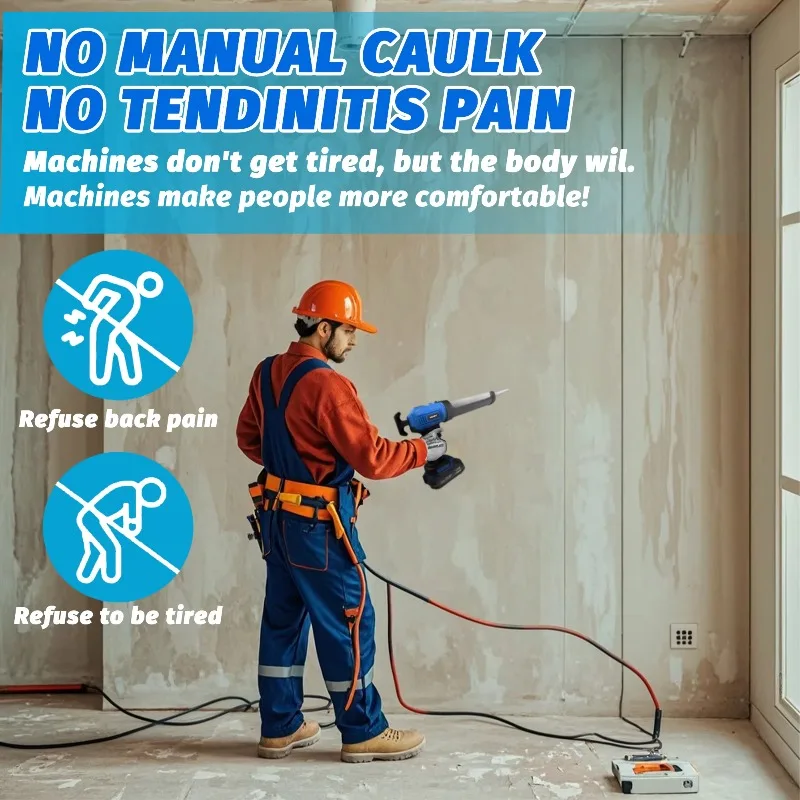 Cordless Caulking Gun Electric 18V with LED Light Portable Battery Operated DIY 2Ah/4Ah Lithium Battery