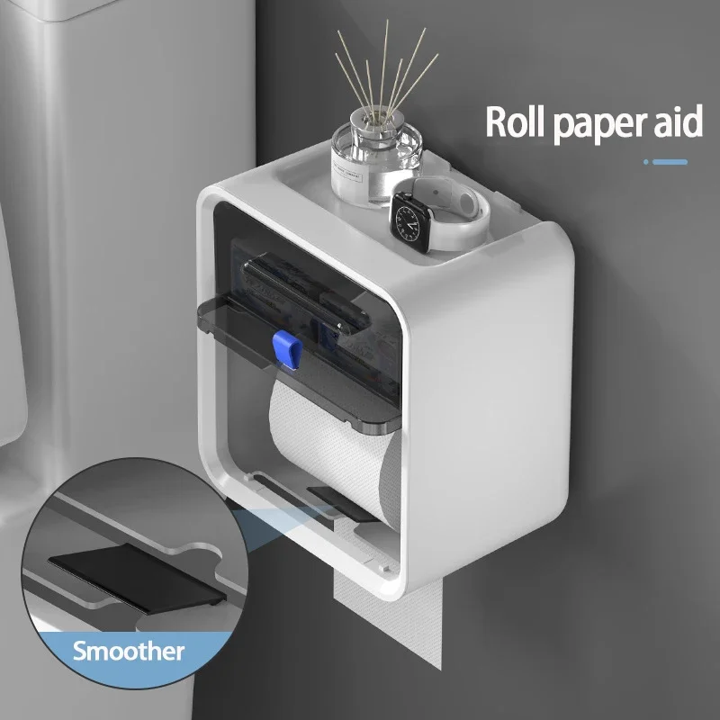 Paper Towel Dispenser Toilet Paper Holder Waterproof Tissue Box Wall Mount Storage Shelf Rack Paper Storage Box Bathroom Product