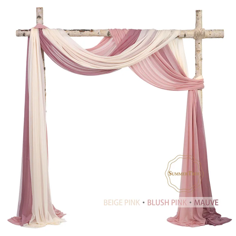 6–10 Meter Hochzeitsbogen-Drapierung, Chiffon-Stoff, drapierter Vorhang, Vorhänge, Partyzubehör, Zeremonie, Empfang, hängende Dekoration – Detail 5