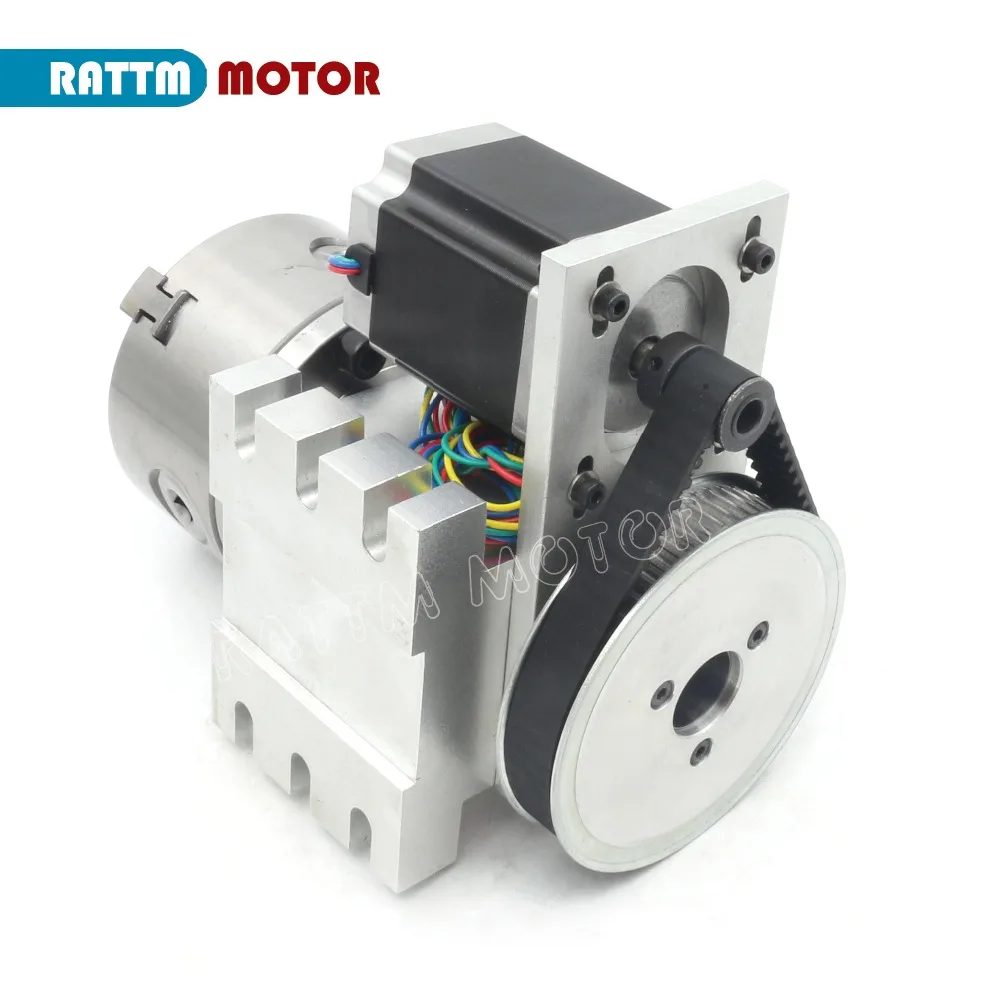 K11-80mm/100mm 3 Jaw Chuck 4th แกนหมุน + 65mm Tailstock CNC หัวแบ่งแกนหมุนชุดสําหรับ CNC Router แกะสลักเครื่อง