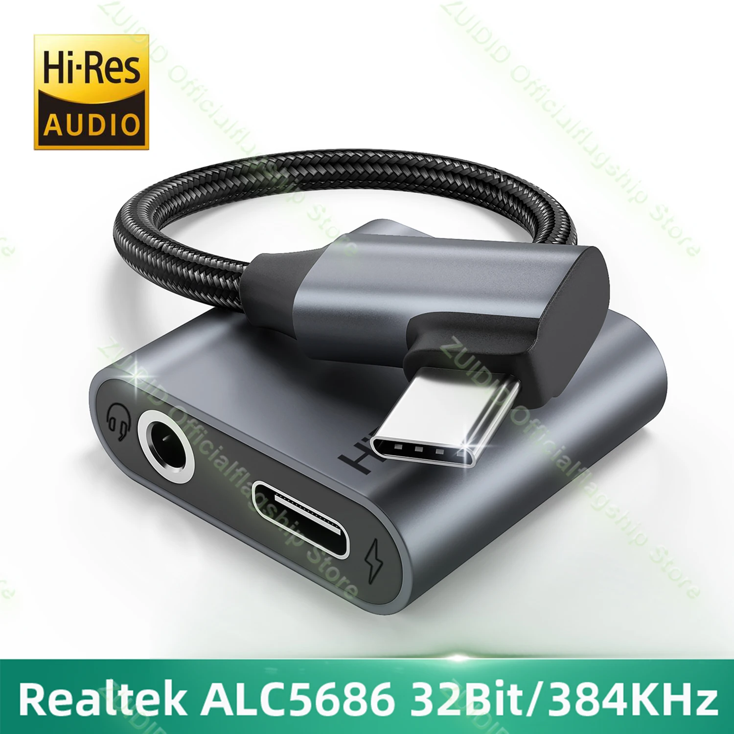 

Аудиоадаптер 2 в 1 с USB C на 3,5 мм/Type C Aux, 32 бит/384 кГц