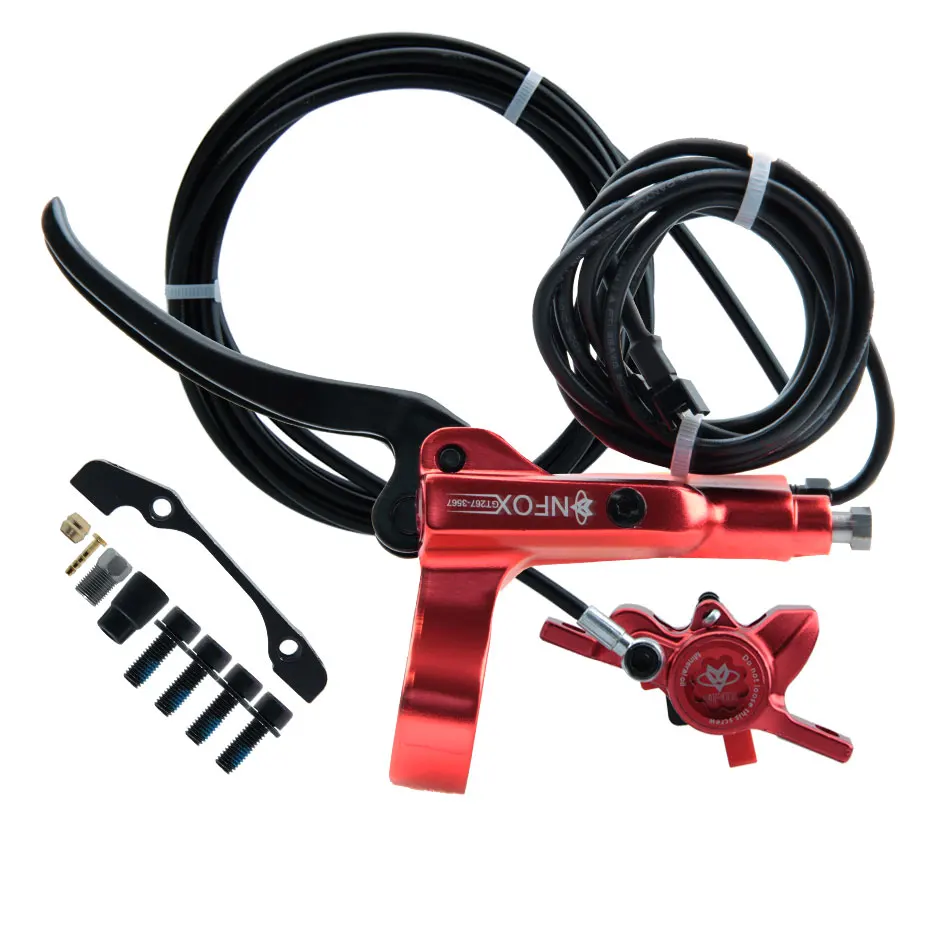 Nfox GT267 Left Hand Front 1.5m hydraulic Brake Power off Oil Electric Mountain scooter Ebike Red Length tube 2300 Bicycle parts