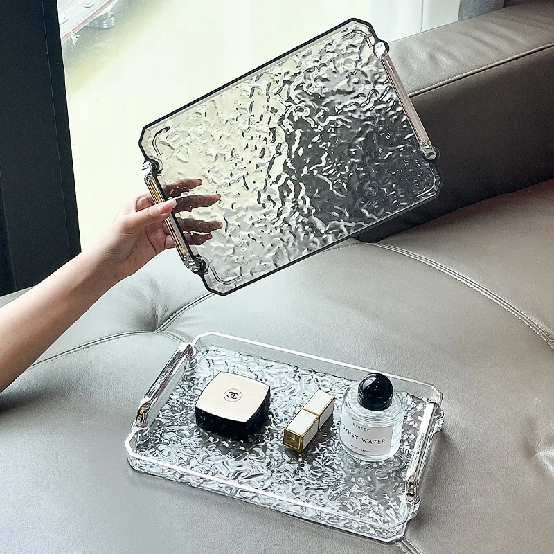 Light Luxury Rectangle Tray Bathroom Towels  Cosmetics Cups  Storage Tray High End Household Use Advanced Foyer Storage Trays