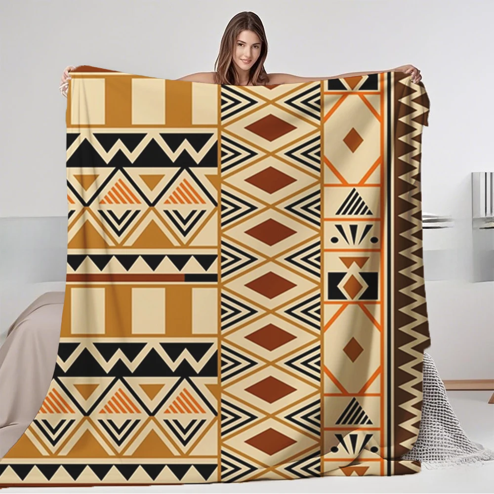 

Home Essential Flannel Cozy Blanket Geometric African Tribal Pattern Geometric Pattern Throw Quilted Bed Runner Fade-resistant
