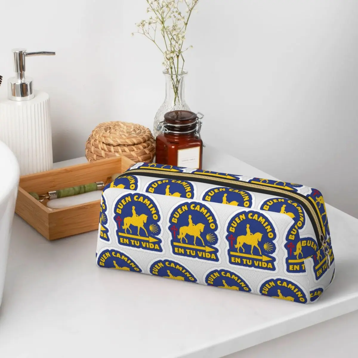 Yellow Camino De Santiago Scallop Shell Pencil Cases for Students School Pen Box Pencil Bag Pencil Pouch Pen Holder