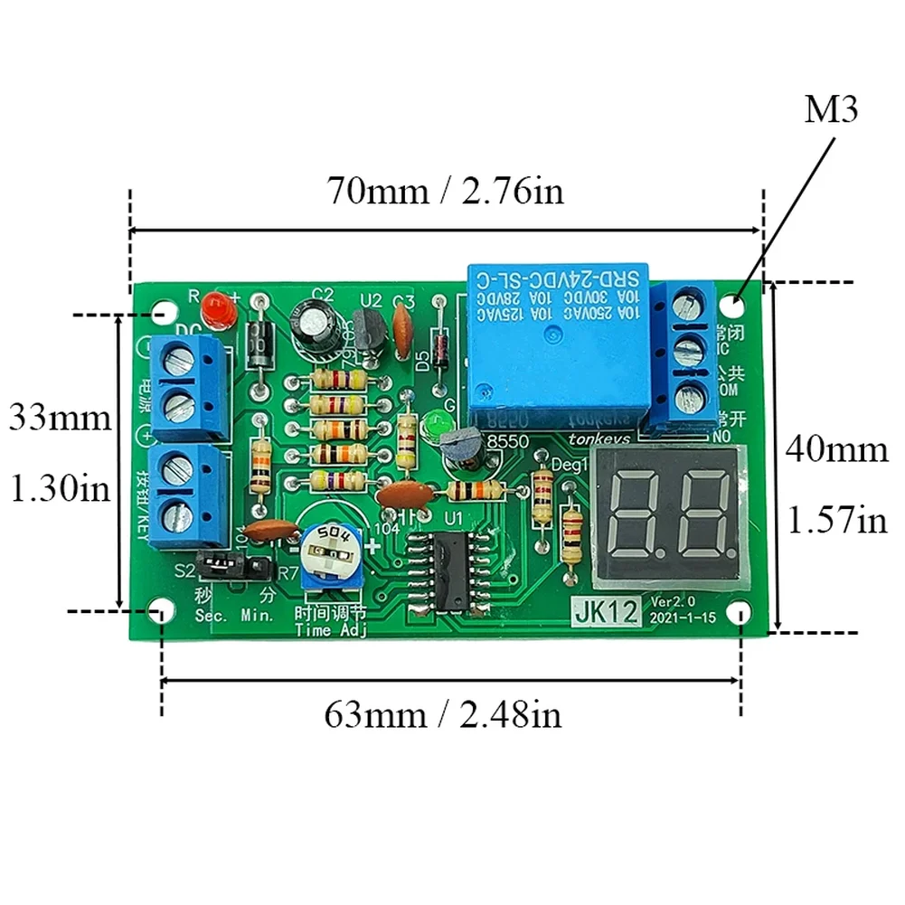 12V Time Delay Relay Module with Digital Display and Dual Output Contacts for Custom Timing Solutions in Industrial Settings