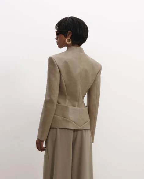 クロコダイルシックエンボスレザージャケット女性ファッションスタンドカラー V ネックフルスリーブシンチドウエストジャケットレディースハイストリートコート