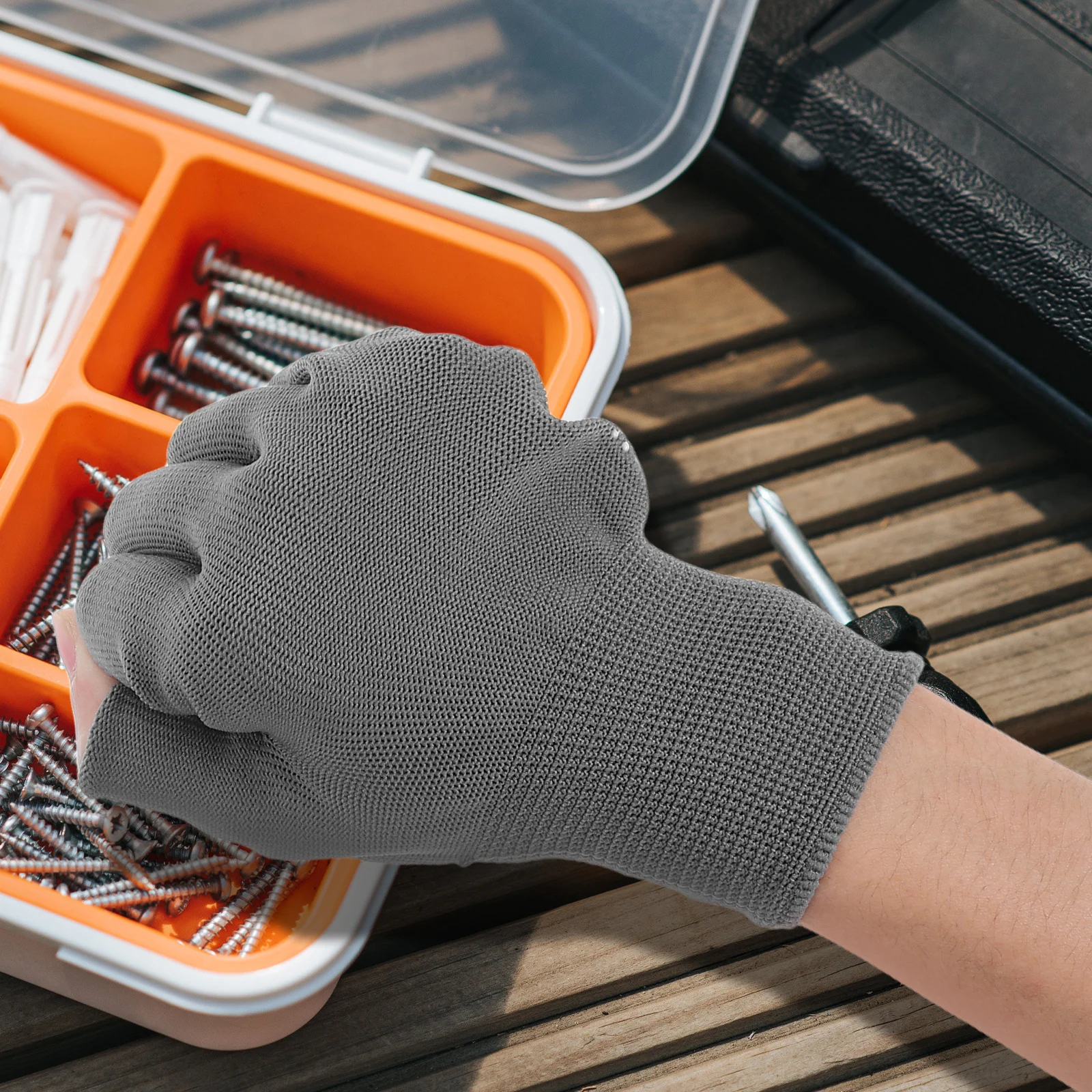 5 قطعة قفازات العمل أصابع شتاء دافئ عدم الانزلاق قبضة للرجال النساء شاشة تعمل باللمس الدراجات القيادة إصلاح قفازات متماسكة خفيفة الوزن #1