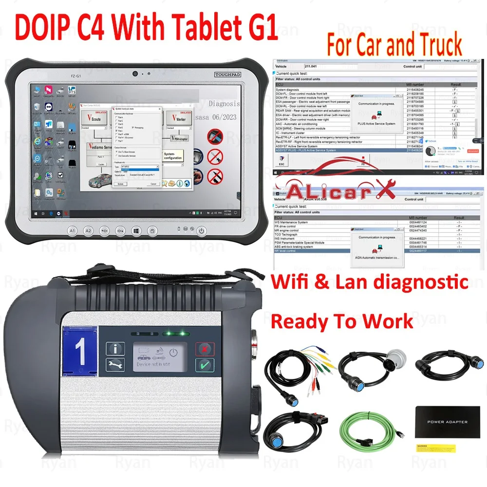 

For Benz Car Truck Diagnostic Tool Top MB Star C4 Scanner With Tablet FZ G1 i5 4G WiFi Doip SD connect C4 For Mercedes Diagnosis