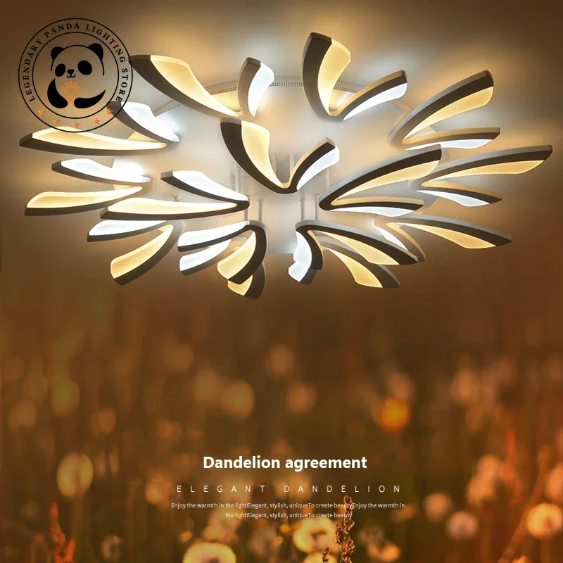 Modern Originality Ceiling Light Persoality Metallic Luster Dandelion Lamp Living Room Dining Hall Hotel Foyer Indoor Decoration