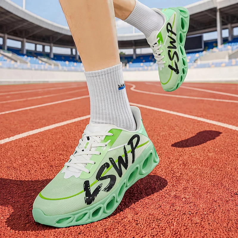 Herren-Laufschuhe, Tennisschuhe, koreanischer Stil, trendige Herren-Sportschuhe mit dicker Sohle und hohlem Design, atmungsaktives Mesh-Material, abriebfest, stoßdämpfend, für den täglichen Gebrauch, lässige Laufschuhe für Herren. – Detail 22