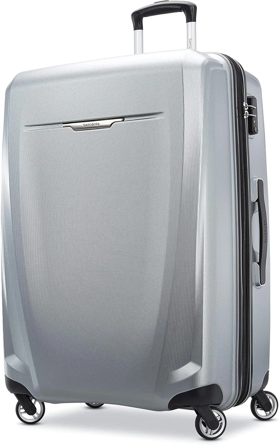 Samsonite Winfield 3 DLX equipaje extensible Hardside con Spinners, plateado a cuadros, grande, 28 pulgadas