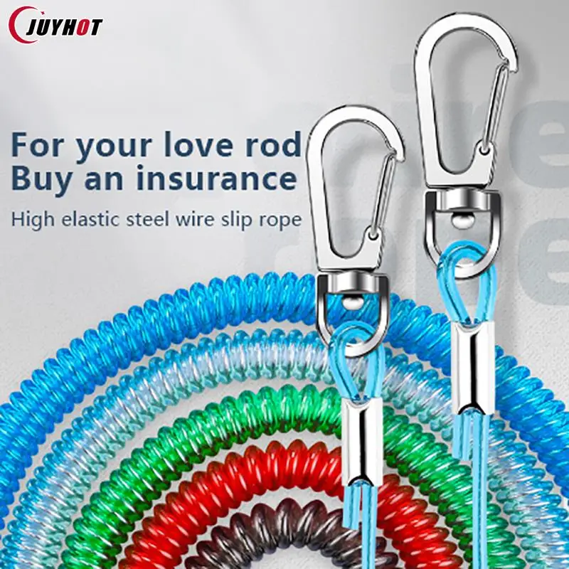 3/4/5 Meter Fishing Missed Rope Anti-Lost Spiral Spring Lure Lanyard Wire Fishing Rod Miss Rope Fishing Gear Accessories
