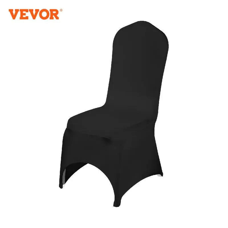 VEVOR 50 buah sarung kursi hitam poliester spandeks Stretch sarung untuk pesta pernikahan makan Banquet Arched-cover kursi depan