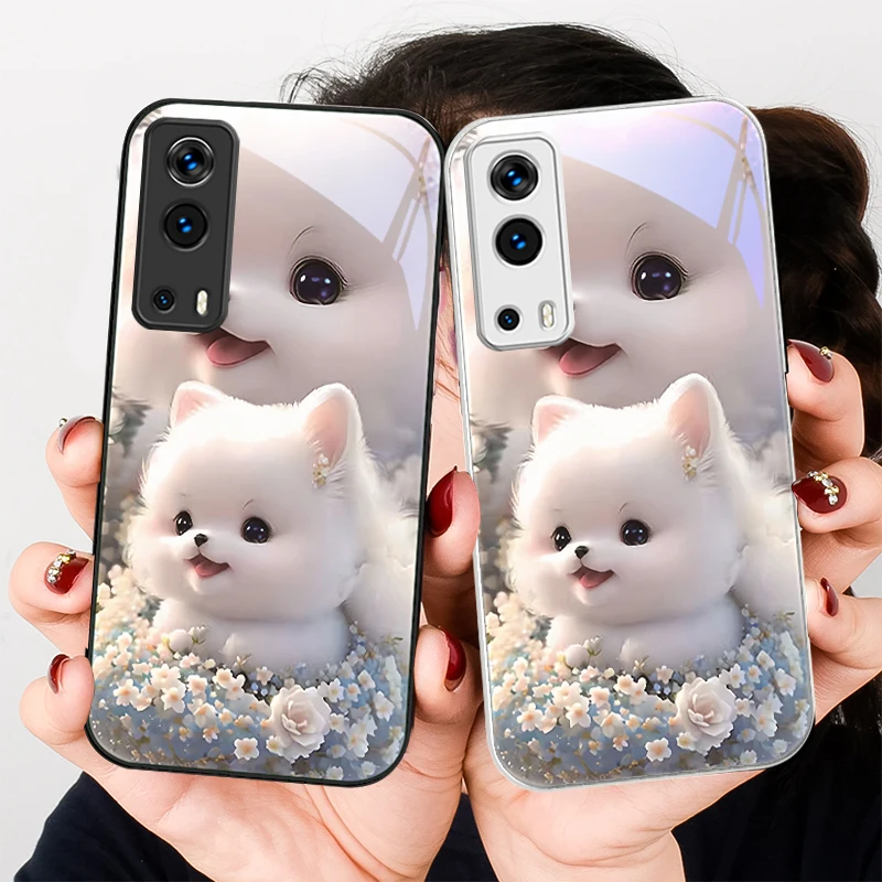 

Cute Little Dog For VIVO Y72 X100 Pro Y55 16 V20 29 V30 X60 Pro Y11s Y20 X80 Pro 5G Y36 4G V23e Tempered Glass Phone Case