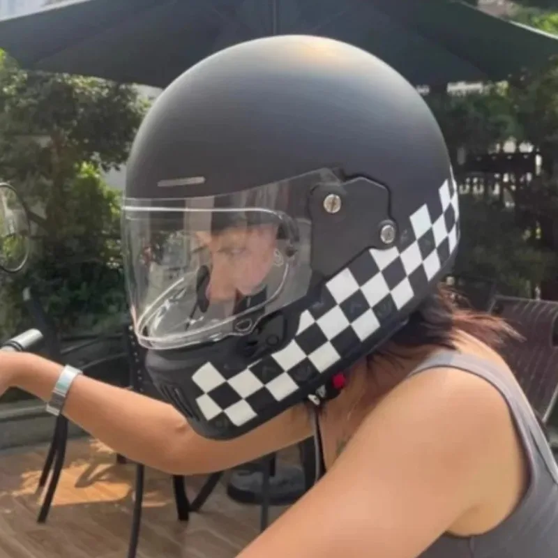 Motorcycle Helmet Personalized Retro Knight Helmet Glass Fiber Retro Full Helmet All Seasons Universal Moto Cross Black