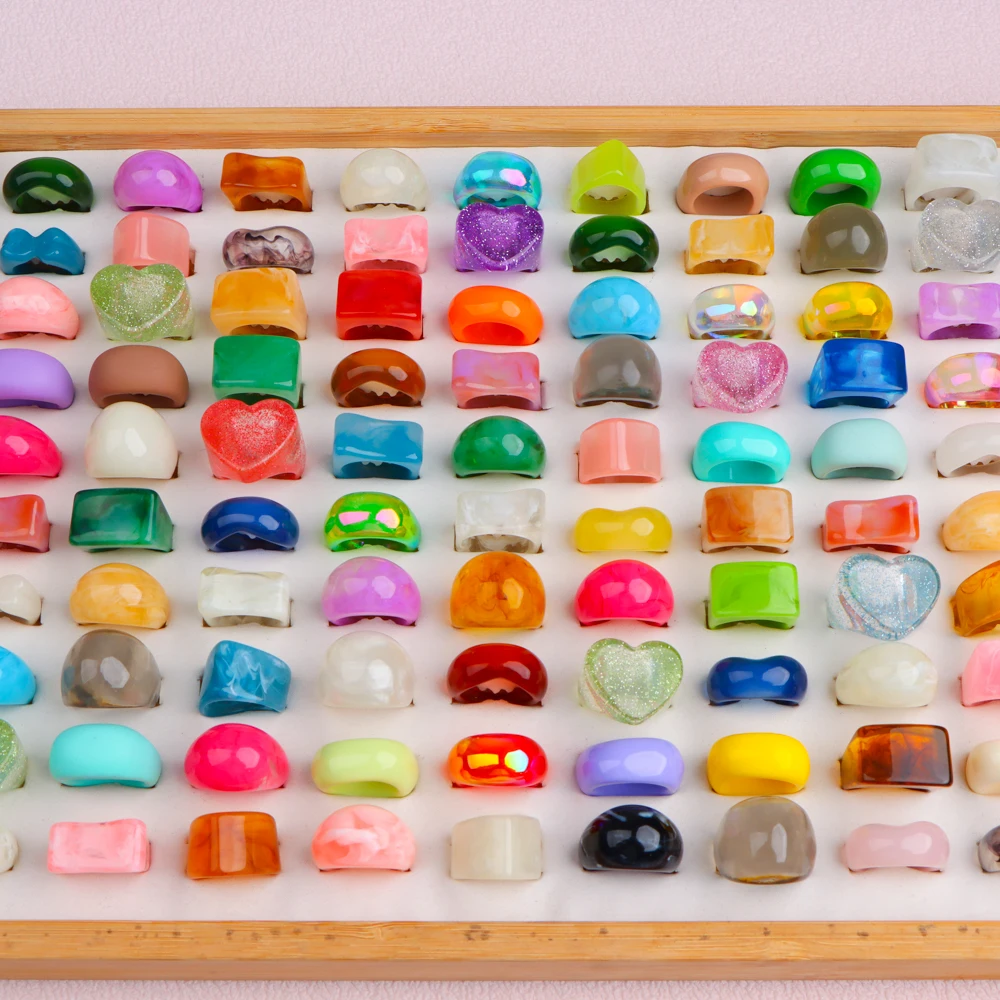 10/20/30 قطعة/الوحدة موضة لطيف سحر الحلو مضحك الحب متعدد الألوان هندسية خواتم للنساء أصابع مجوهرات هدايا الحفلات اكسسوارات