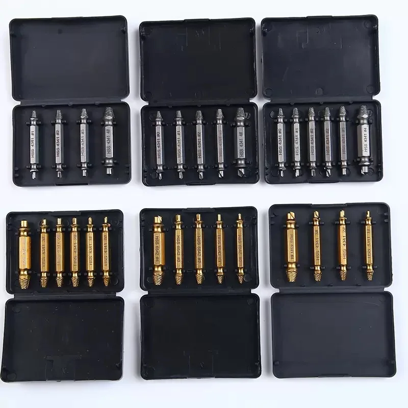 4/5/6PC Extractor Broken Bolt Stripped Set Double Head Tool Easy Out Removal Disassemble Stud Slip Teeth Demolish Remover