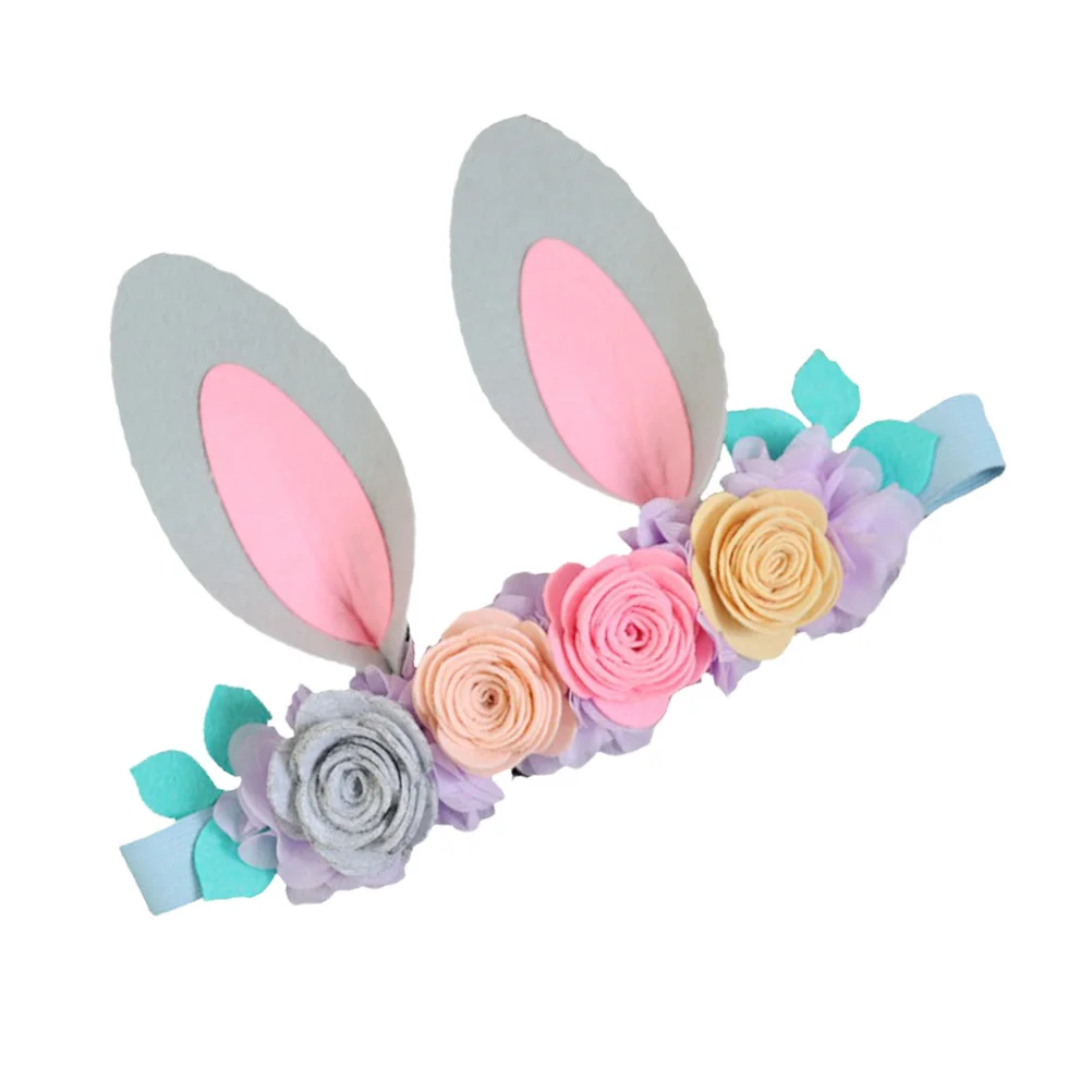 

1 Piece Gray Easter Headband for Cute Rabbit Ear Flower Design Hair Accessory Party Favor Gift for Festival
