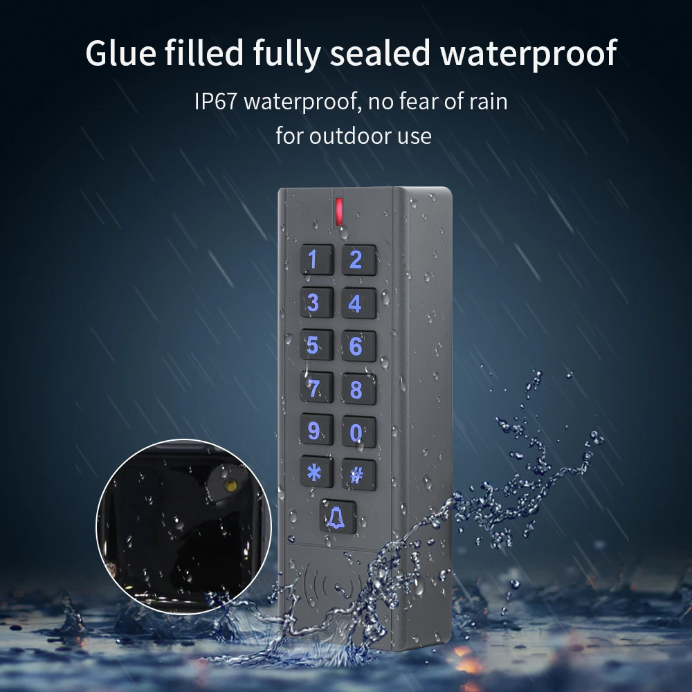 2.4G Wifi Tuya App Backlit Fingerprint Access Control Keypad IP66 Waterproof Standalone RFID 125kHZ 13.56Mhz Card Reader WG26 34