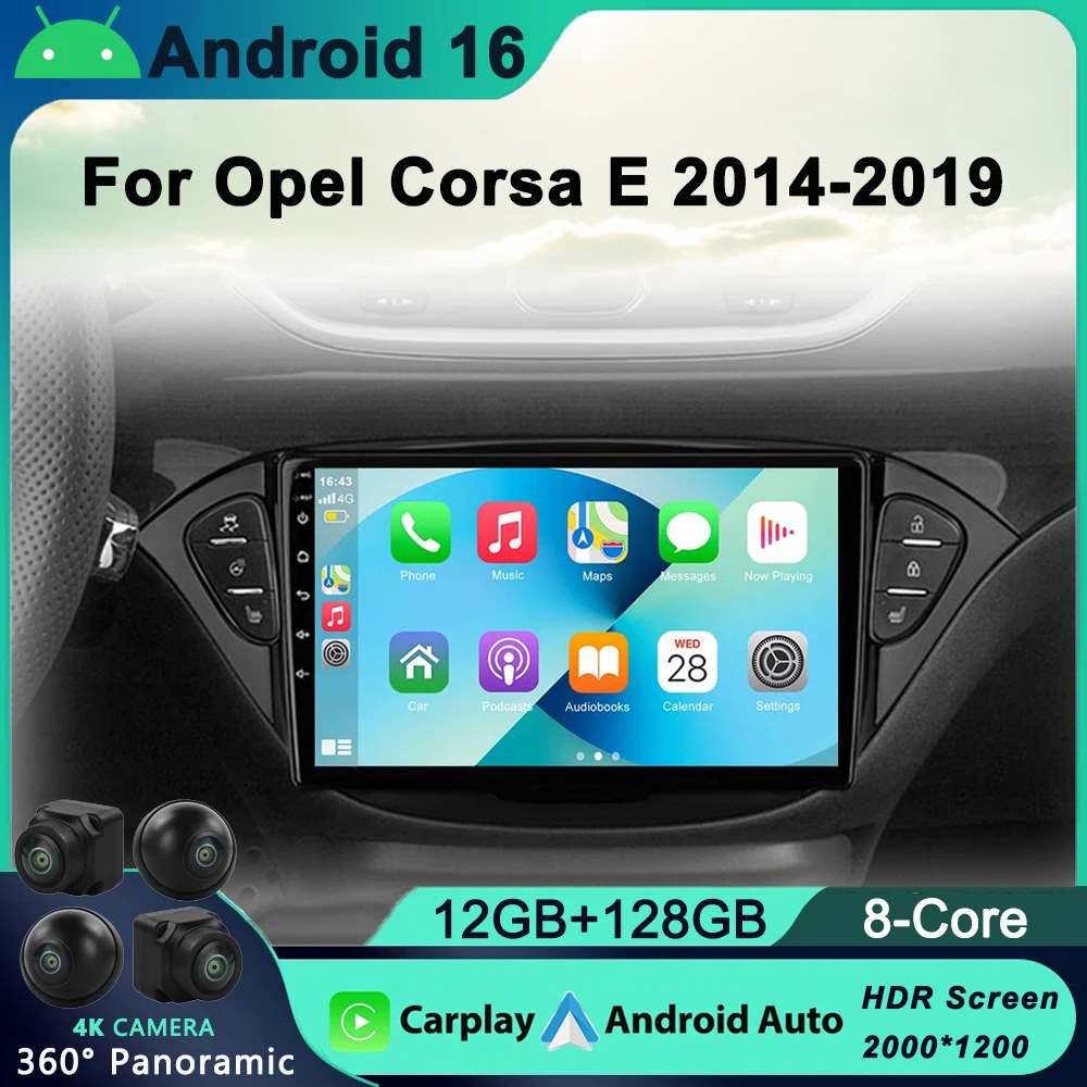 

Android 16 For Opel Corsa E 2014 2015 2016 2017 2018 2019 Car Radio Audio Multimedia GPS Navigation Auto Stereo BT Carplay 2 Din
