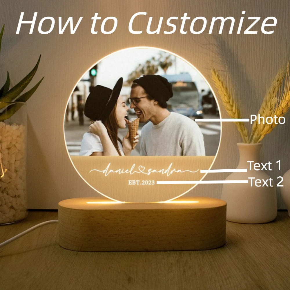 Обычная фотография, планшетофон для выпускного, подарок, семейная фотография, ночная фотография, табличка с именем, настольная лампа, персонализированная лампа с основанием