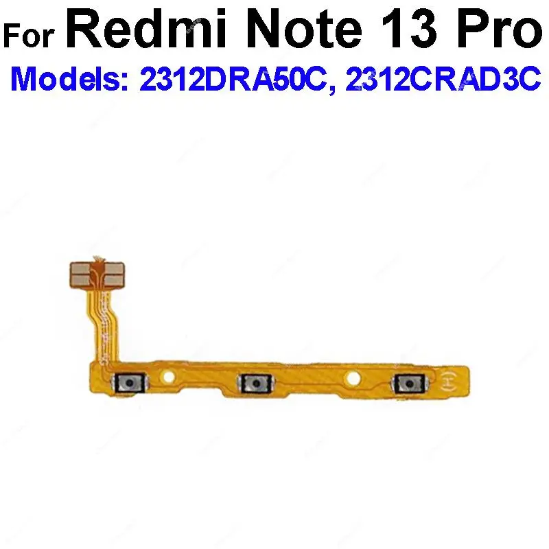 Power Volume Flex Ribbon For Xiaomi Redmi Note 13 Pro Plus Power Volume Flex Cable SideKey Switch Flex Cable Repair Parts