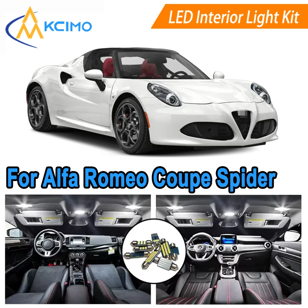 

LED Interior Lights For Alfa Romeo 4C Coupe Spider Dome Map Door License Plate Bulbs 12V (White/Blue) Reading Lamp Bulbs