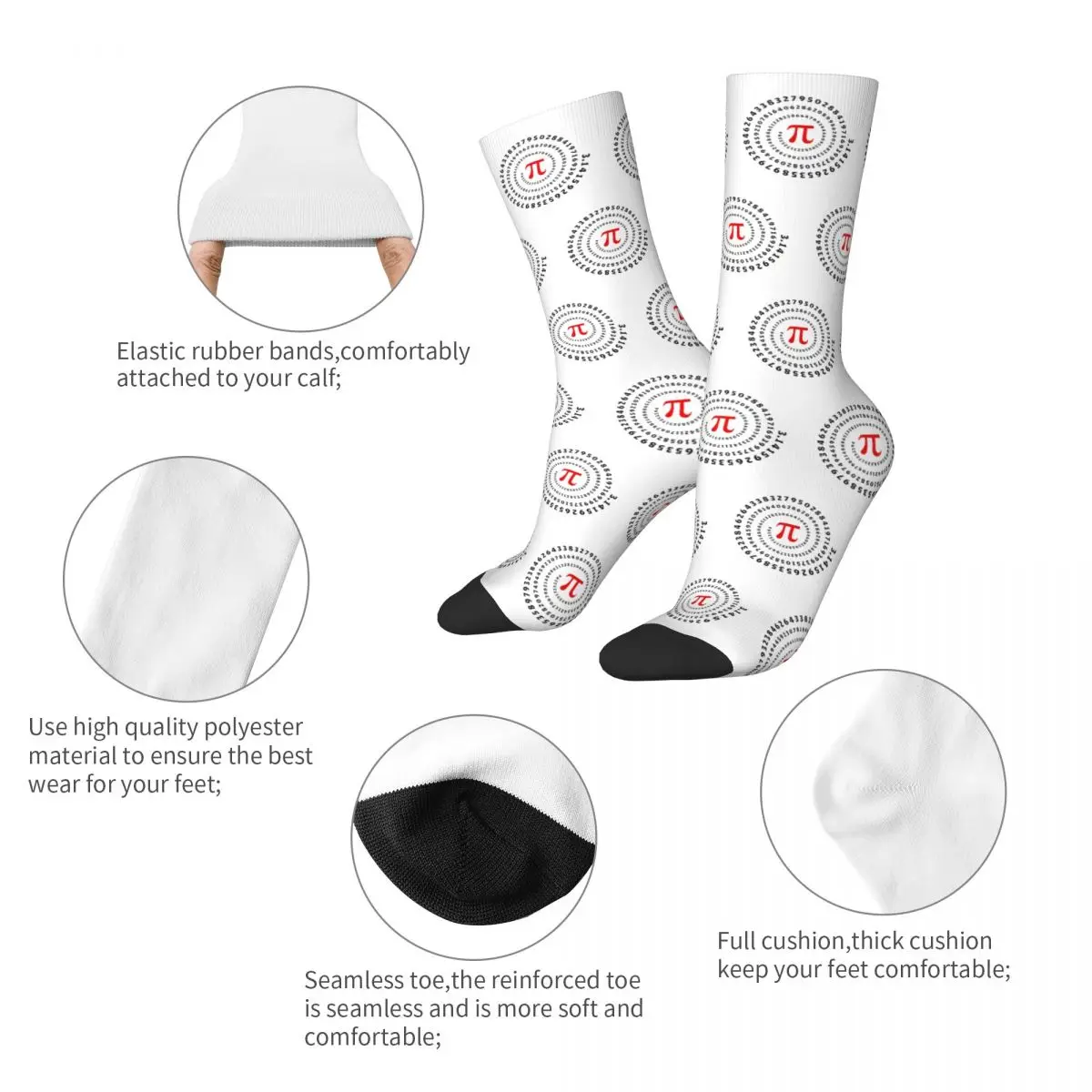 Pi Science Mathematics Math Socks Men Women Fashion Geek Nerd Socks Novelty Spring Summer Winter Middle Tube Stockings Gifts