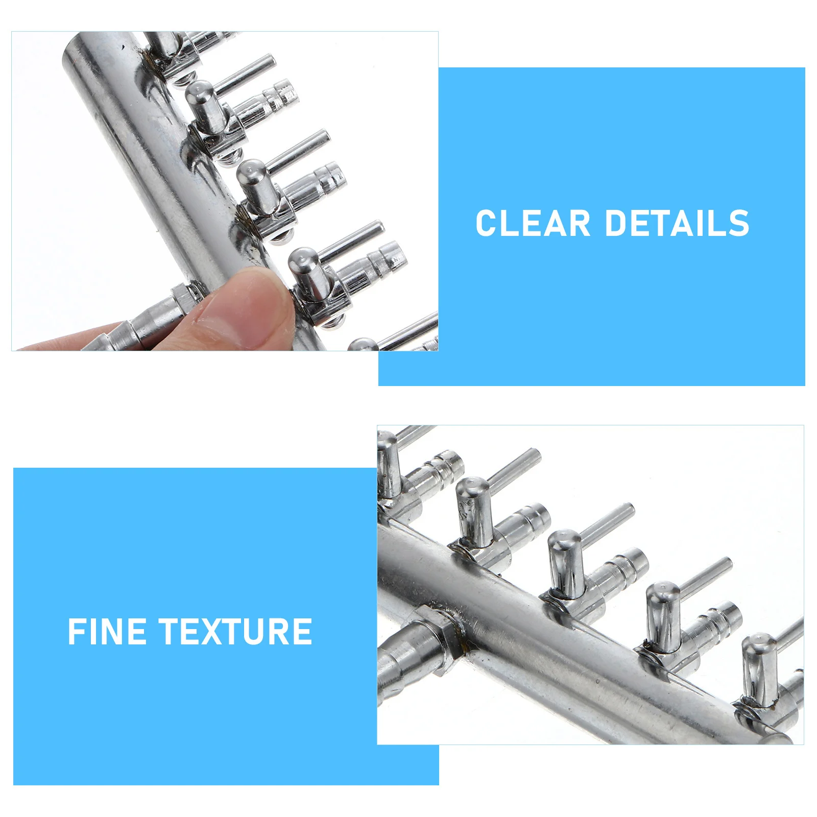 6 طرق 8 إلى 4 مللي متر مضخة هواء من الفولاذ المقاوم للصدأ رافعة تدفق حوض السمك صمام تحكم مضمن الفاصل أنبوب الأكسجين الموزع الفضة