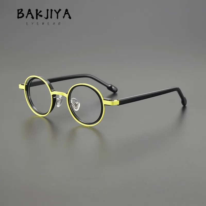 

Fashion Hollow Out Alloy Acetate Circular Eyeglass Frame Men Retro Round Eyeglasses Women Optical Prescription Glasses Frame