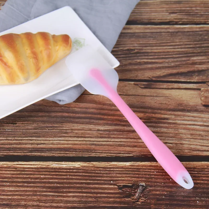 2 Size S/L Cream Scraper Cake Tool Integrated High Temperature Cake Cream Silicone Scraper Translucent Head Spatula Baking Tool