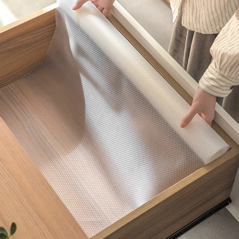 

EVA Cabinet Liners Non-Slip - Waterproof Shelf Drawer Liner for Kitchen, Wardrobe (Semi-Transparent, Oil/Mold Proof