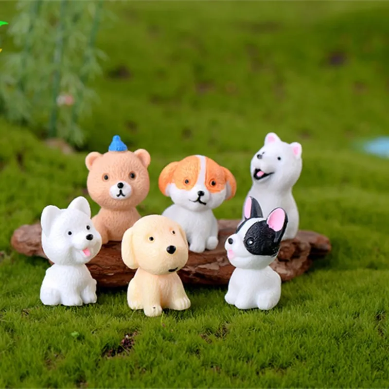 6pcs Cute Dog Figurine Miniatures Samoyed Shiba Inu Dogge Home Decoration Kawaii Accessories Desk Garden Decor