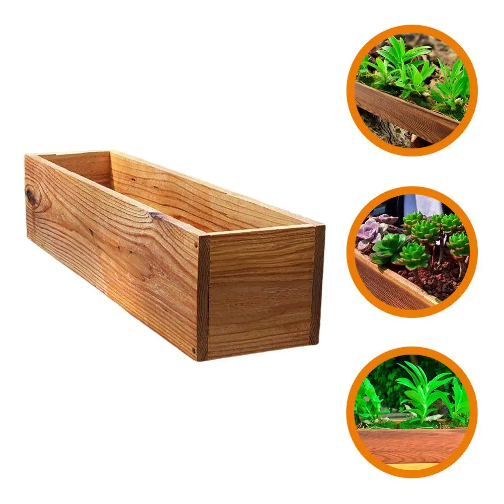 30X11X8.5Cm Rectangular Carbonized Solid Wood Flower Planter Box Outdoor Balcony Garden Indoor Cedar Window Boxes Wooden Flower - Image 3