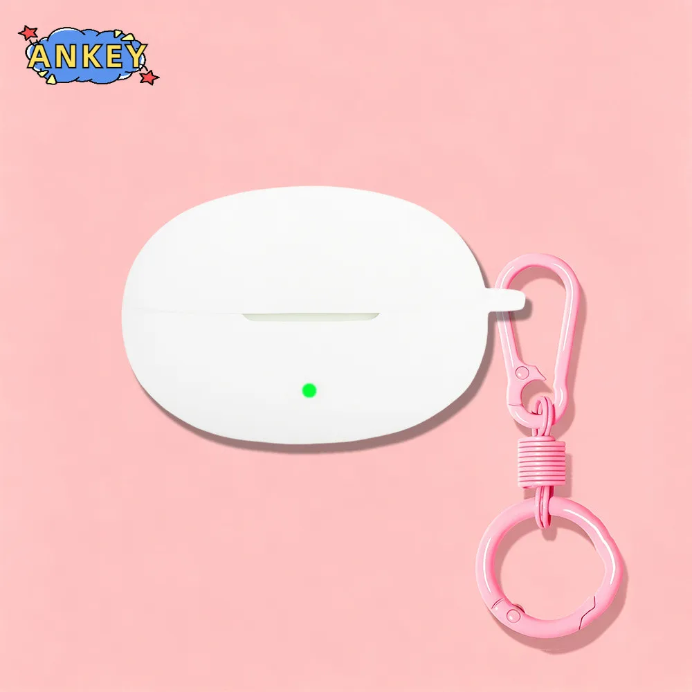 Compatible with Edifier LolliClip Bluetooth Earphone Silicone Protective Case with Cute Colorful Metal Ring Pendant