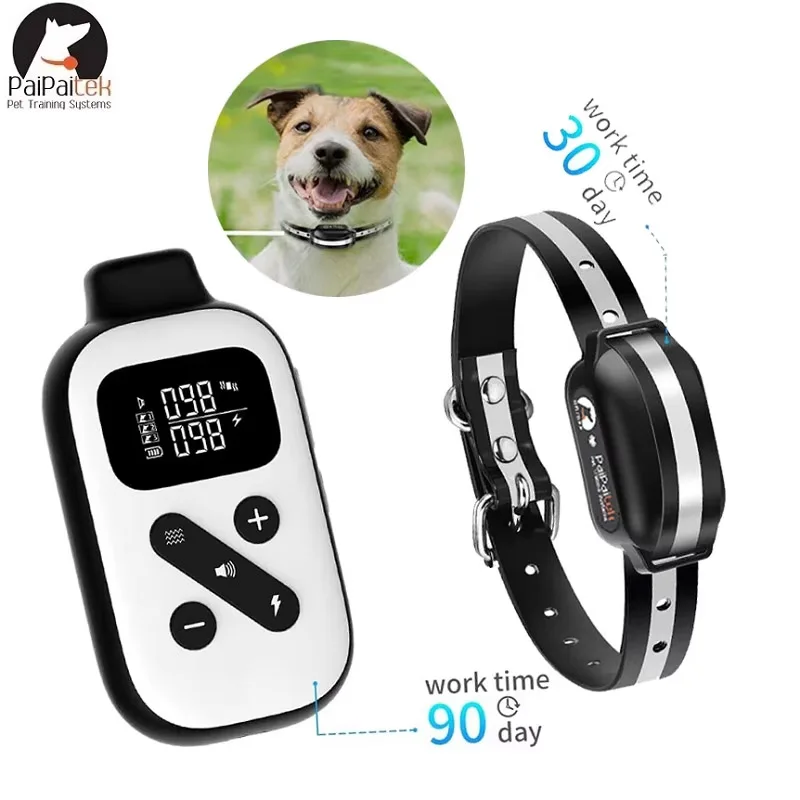 New Classic Black and White Dog Training Collar Dog Bark Collar No Bark Device With Remote Electric Dog Pet Reflective Collars