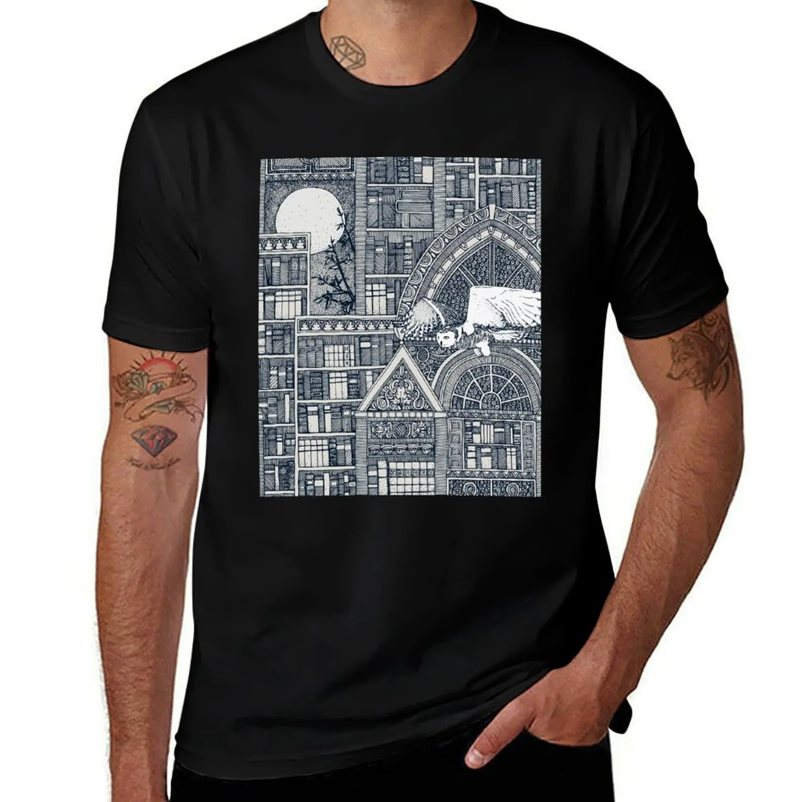 

midnight library indigo T-Shirt man t shirt summer essential t shirt T-Shirt