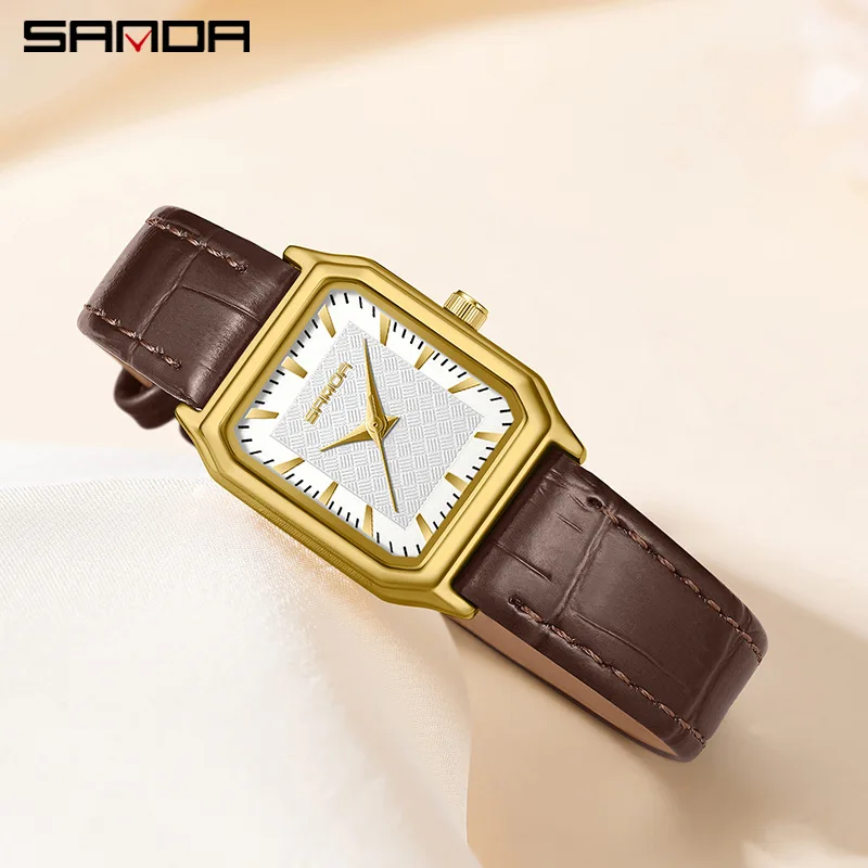 SANDA 1121 Fashionable and Elegant Women's Quartz Watch Waterproof and Premium Leather Strap Business Women's  Watches New Gifts