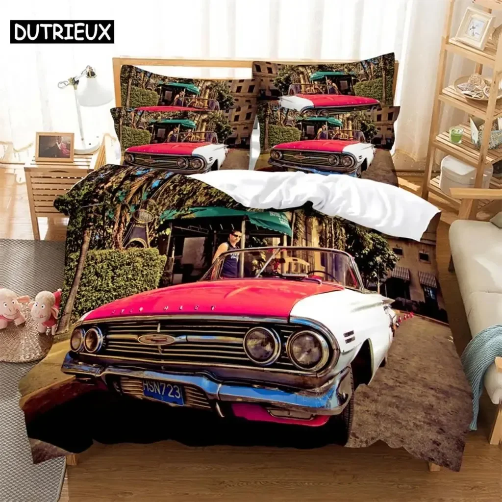 

Car Bedding 3-piece Digital Printing Cartoon Plain Weave Craft For North America And Europe Bedding Set Queen
