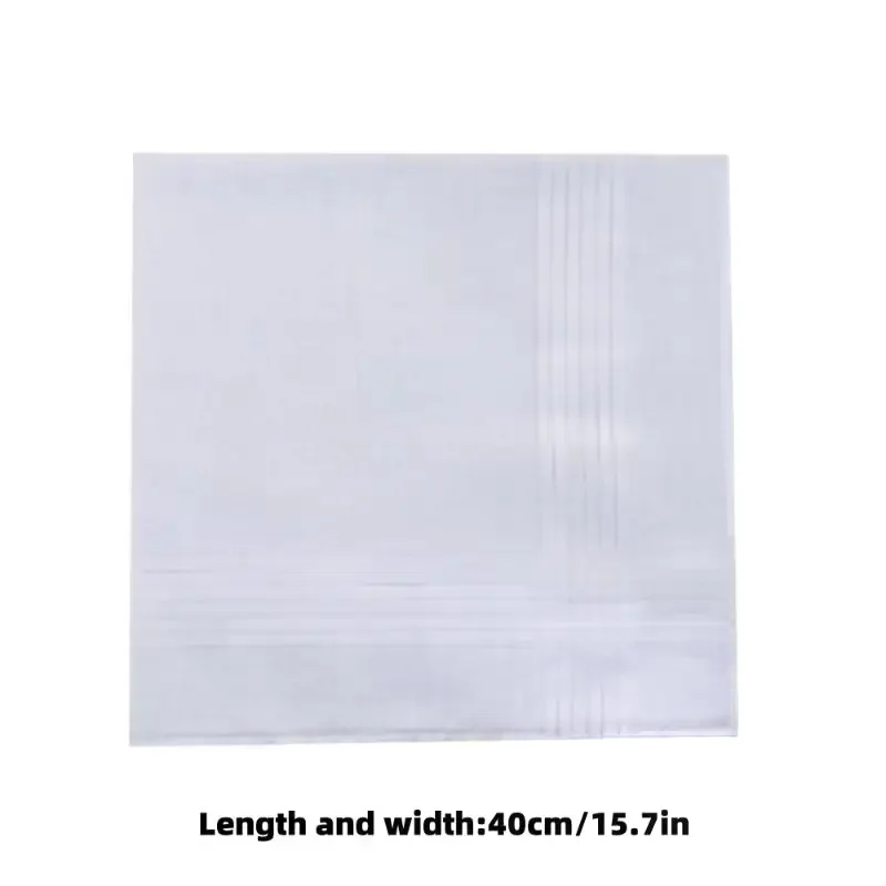 Pañuelos blancos puros para hombre, pañuelos lisos para mujer, pañuelos de algodón puro, pantalones de bolsillo con solapa, 6/12 Uds.