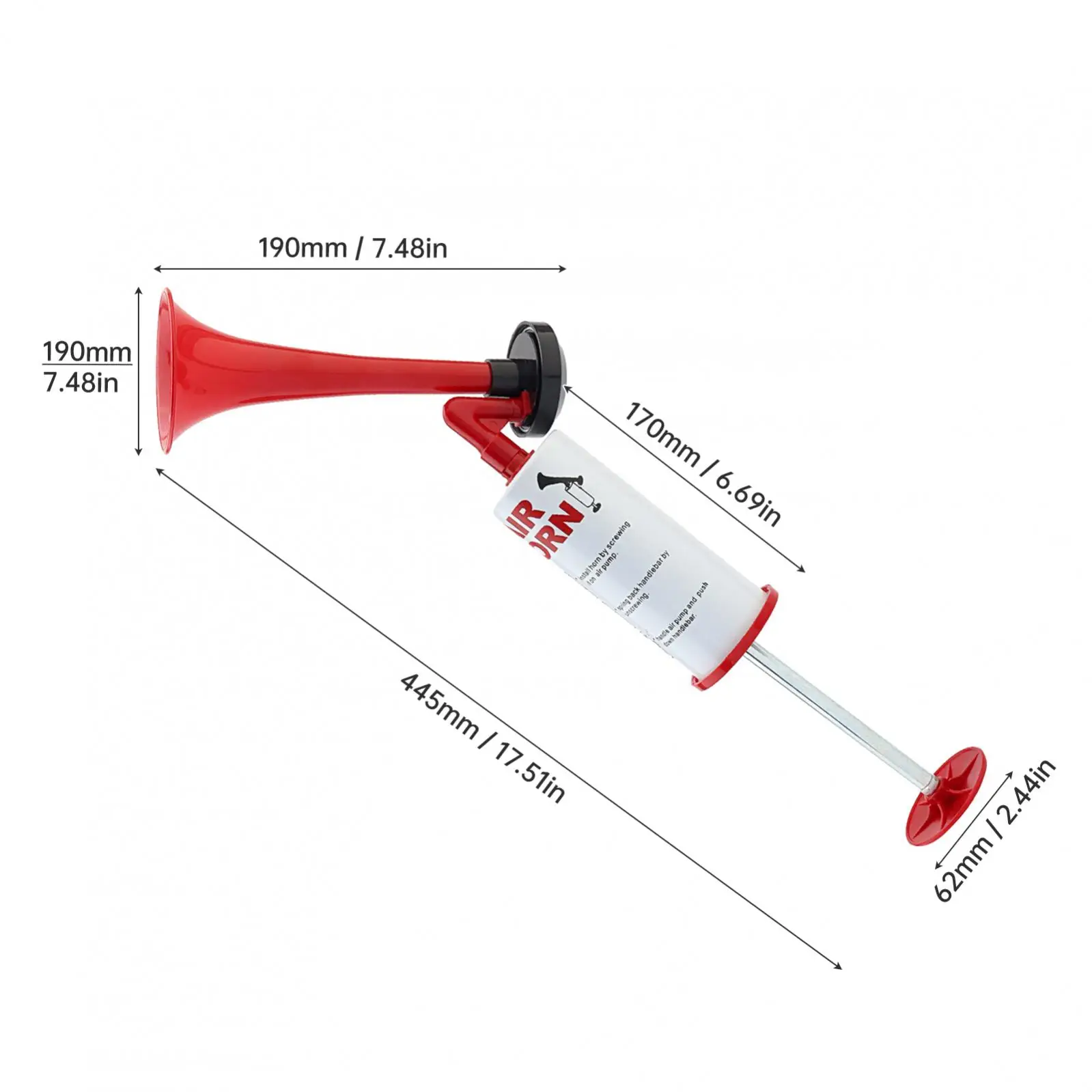 Aluminum&ABS Handheld Air Pump Horn 120DB Loud Noise Maker Portable Marine Signal Safety Alarm Horn for Boats Car Sporting Event