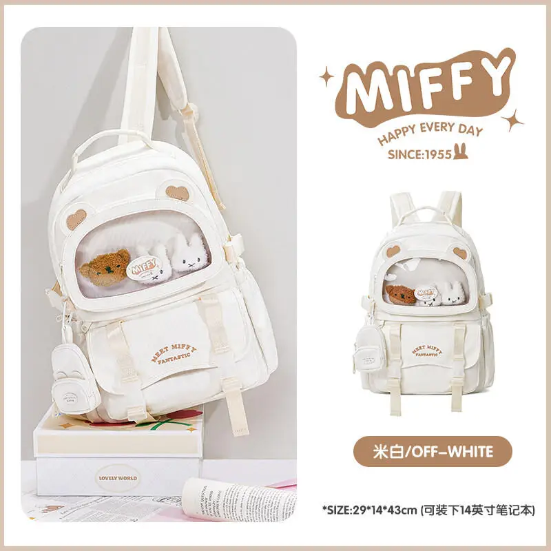 

Miffy Backpack Cartoon Kawaii Miffy Large Capacity Backpack New Bag for High School Students Going Class Backpack for Girl