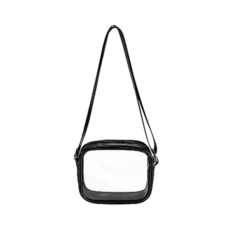 Black Storage Package Clear Crossbody Bag With Removable And Adjustable Strap For Concert Event