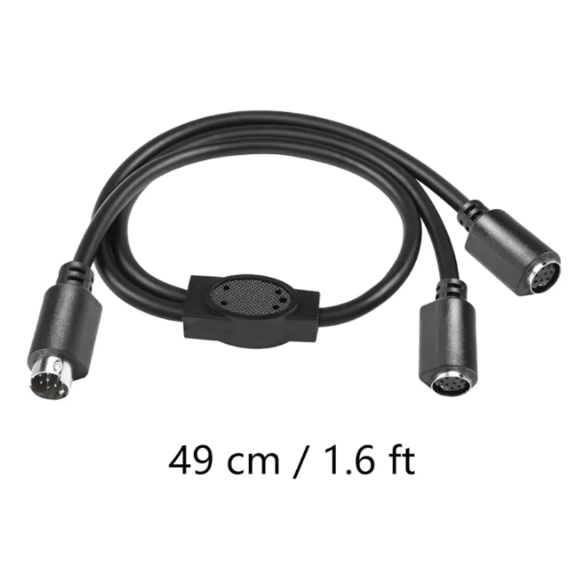 

1.6FT/50CM S-Video 8 Pin Mini DIN Y Splitter Connector Cable 8Pin S-Video 1 Male to 2 Female Din Plug Extension Splitter Y Cable